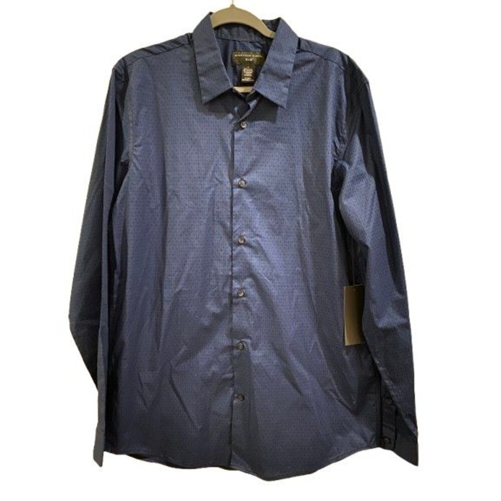 Men's Large Tall Shirt Button-up Long Sleeve Blue Shaquille O'Neal NEW